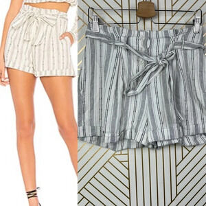 L’Academie The Lark High Waist Tie Short in White‎ Stripe Size US Small